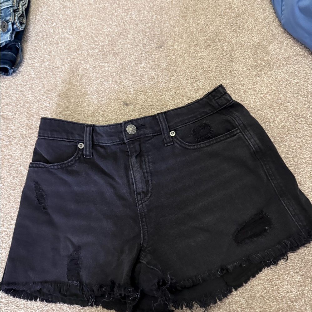 Aerie Black Distressed Women Shorts